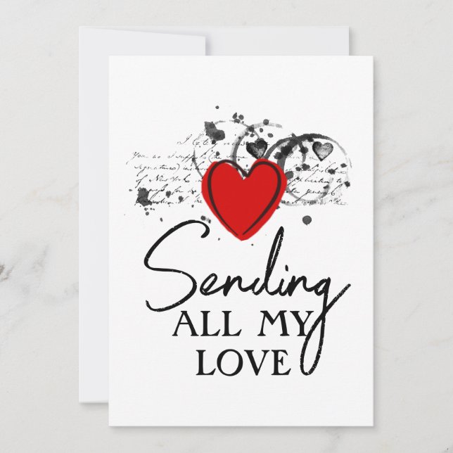 Valentine Sending Love Heart Script Utskrift  Julkort (Framsida)