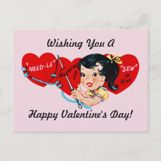 Valentine Sew Be Mine Helg Vykort