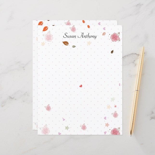 Valentine Shabby chic Polka Dot Stationary Papper (Fram/Back In Situ)