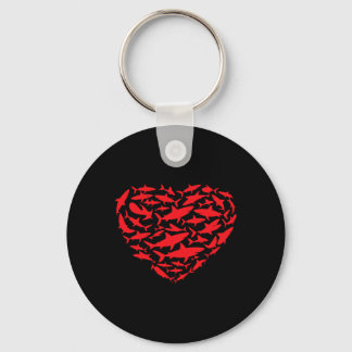Valentine Sharks Heart Sea Animal Lover Ocean Wild Nyckelring