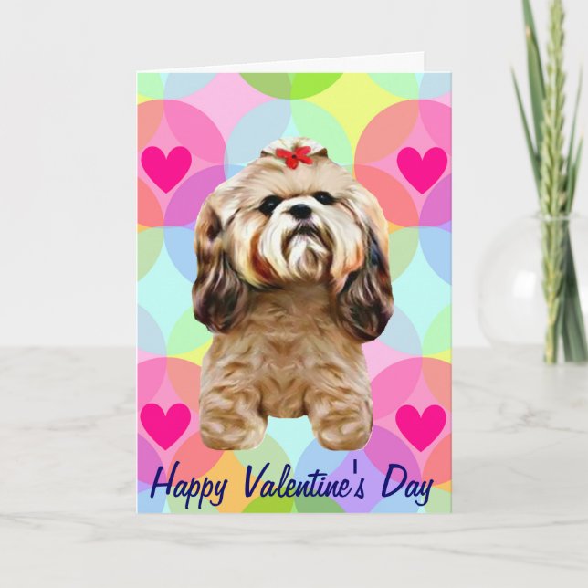 Valentine Shih Tzu Hund Helgkort (Framsida)