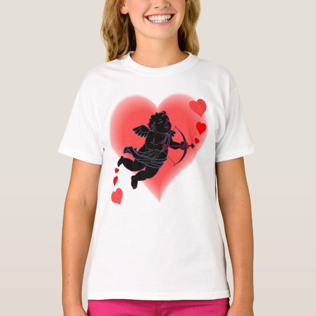 Valentine Shirts Rosa Cupid Sweatshirt Tee (Framsida)