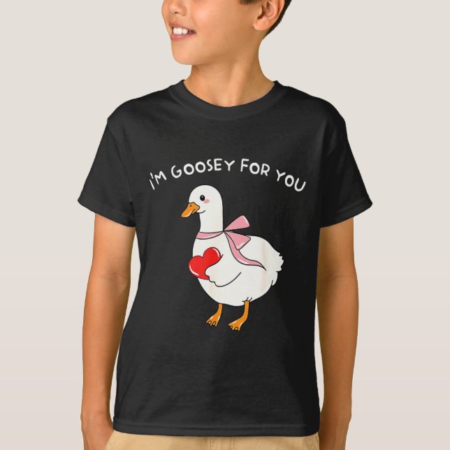 Valentine Silly Goose I'm Goosey For You Duck Vale T Shirt (Framsida)