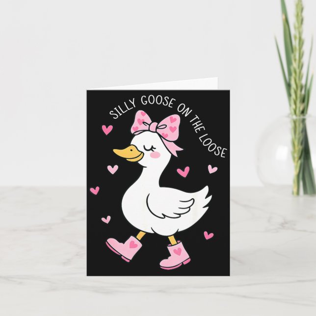 Valentine Silly Goose On The Loose Coquette Bow Gi Kort (Framsida)