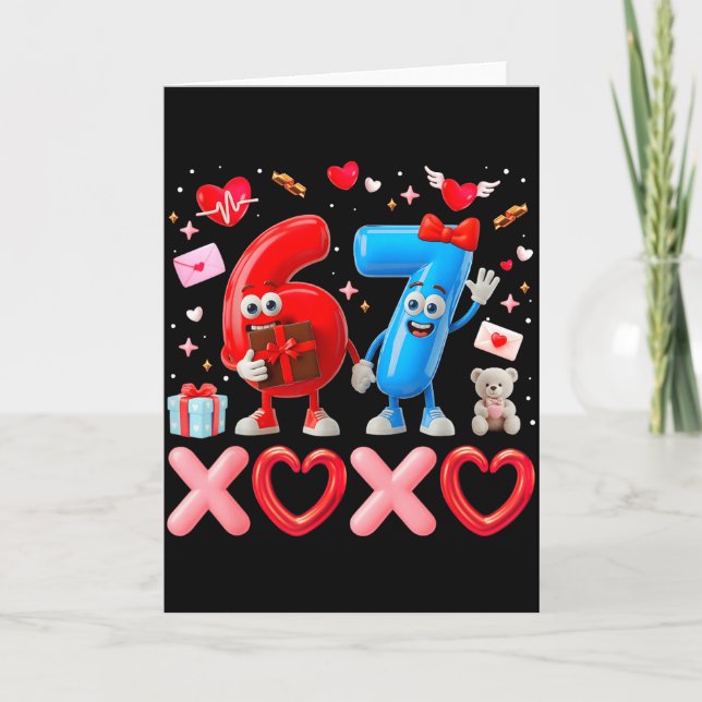 Valentine Six Seven 67 Xoxo Ballong Gen Alpha Meme Kort (Framsida)