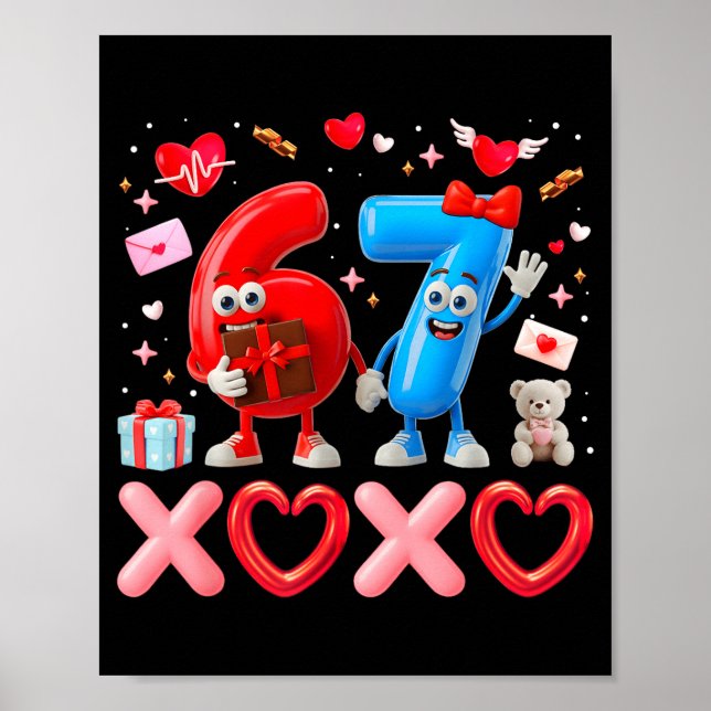 Valentine Six Seven 67 Xoxo Ballong Gen Alpha Meme Poster (Framsidan)
