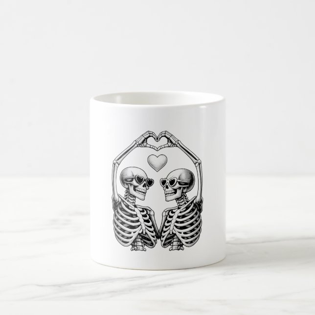 Valentine Skelettpar - Gotisk Romantisk Hjarta  Kaffemugg (Center)