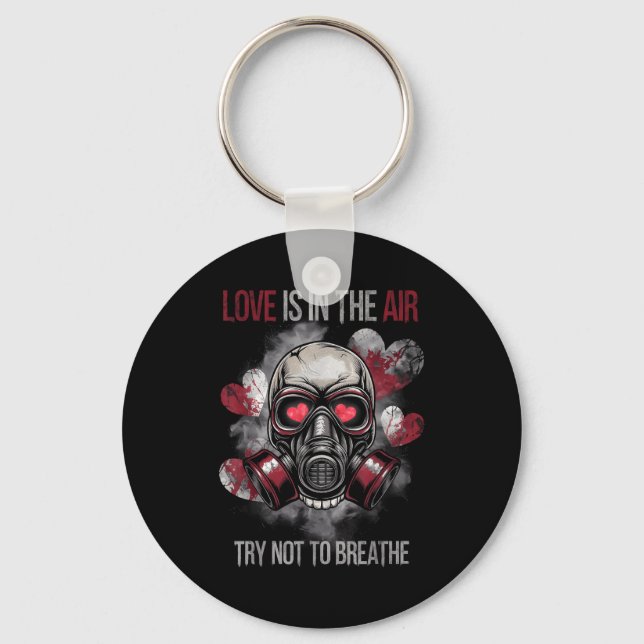 Valentine Skull Gas Mask Love Romance  Nyckelring (Framsida)