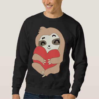 Valentine Sloth Heart Lång Ärmad Tröja