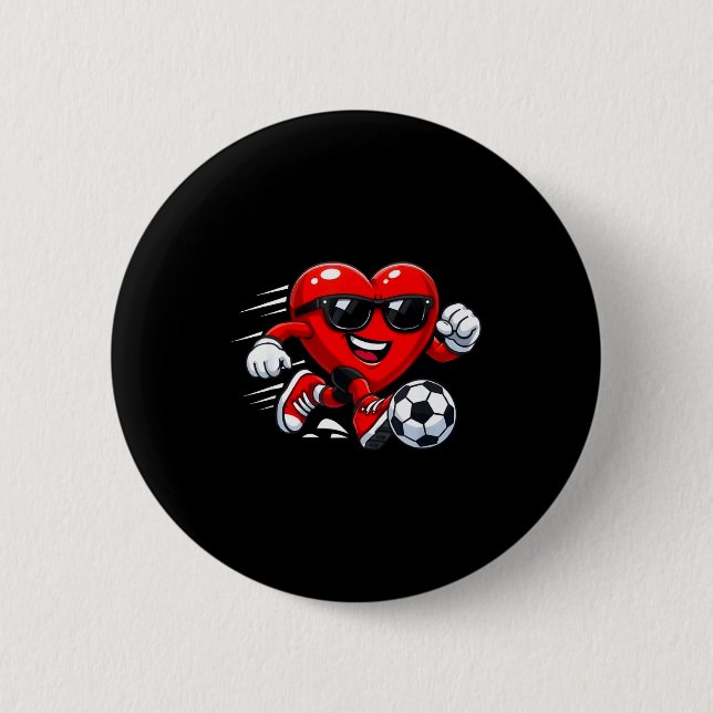 Valentine Soccer Heart Drip Srt Love Valentines Da Knapp (Framsida)