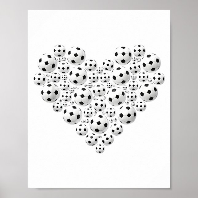 Valentine Soccer Heart Drip Srt Love Valentines Da Poster (Framsidan)