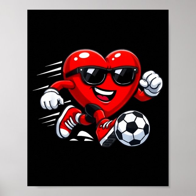 Valentine Soccer Heart Drip Srt Love Valentines Da Poster (Framsidan)