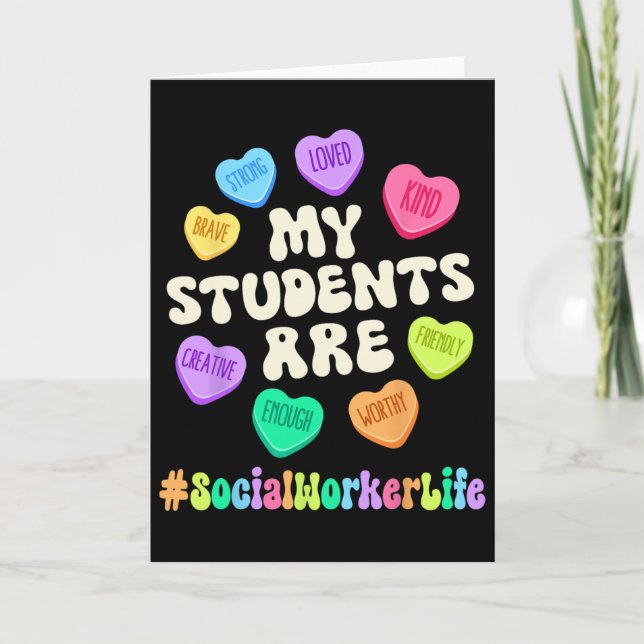 Valentine Social Worker Life Affirmations Hearts T Kort (Framsida)