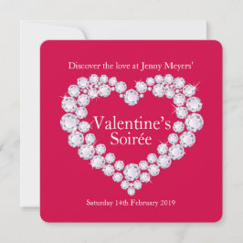 Valentine-soiré diamanter hjärta party inbjudan