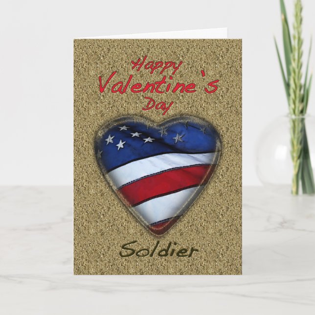 Valentine Soldier Sand Patriotic Helgkort (Framsida)