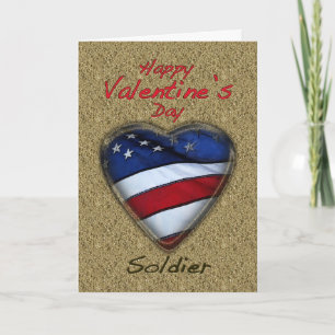 Valentine Soldier Sand Patriotic Helgkort