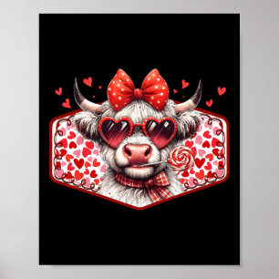 Valentine Söt Ko Röda Hjärtan Tjej Kid Kvinnor Poster