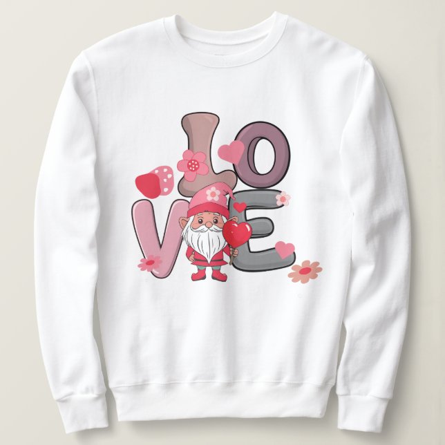 Valentine sött sött kärlek gnome-gåva t shirt (Design framsida)