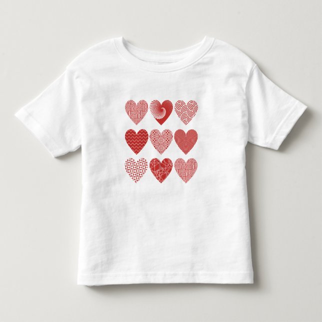 Valentine sött sött kärlek-rött hjärta mönster t shirt (Framsida)