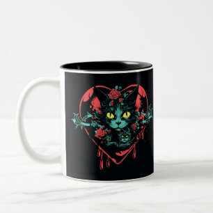 Valentine Spooky Cats och Blood Två-Tonad Mugg