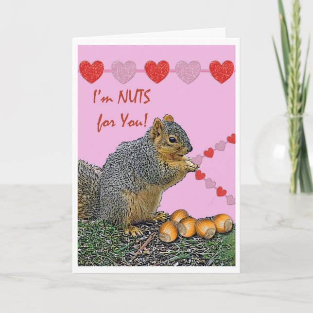 Valentine Squirrel, jag är Nöt för dig Helgkort (Framsida)
