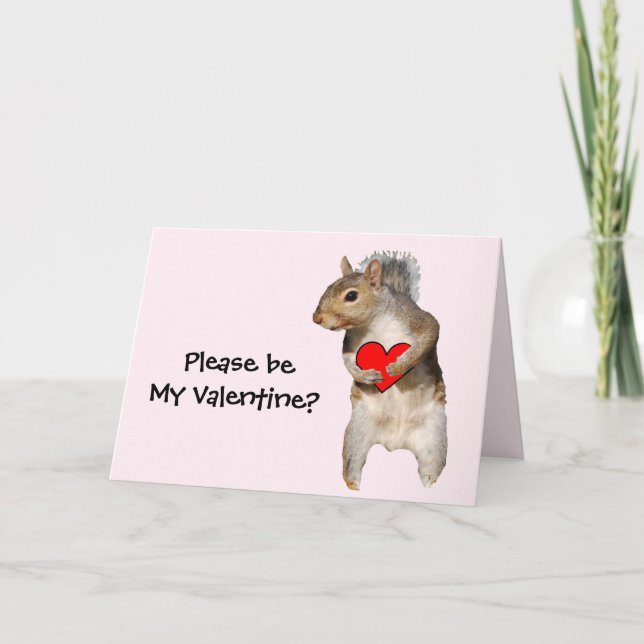 Valentine Squirrel med hjärta Helgkort (Framsida)