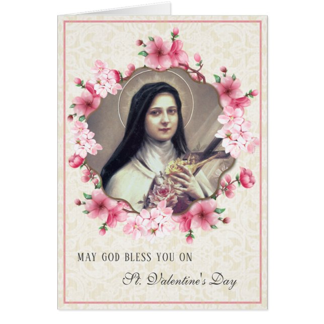 Valentine St. Therese Catholic Religiösa Nun Hälsningskort (Framsidan)