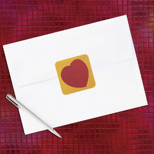 Valentine Stached Glass Heart Square Sticker Fyrkantigt Klistermärke
