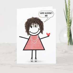 Valentine Stick figur Girl med Tal Bubble Kort