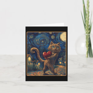 Valentine Stjärnklar Natt Van Gogh T-shirt Katt Al Kort