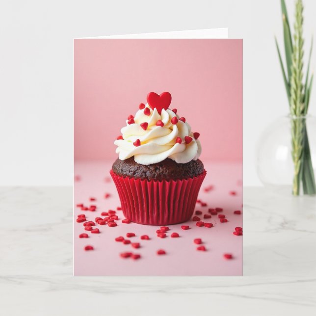Valentine Sweet Hearts Cupcake Card Kort (Framsida)