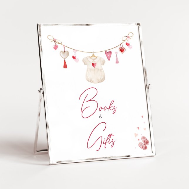 Valentine Swehoney Bokar och Gifts Poster (A Little Sweetheart Valentine Baby Shower Books and Gifts Sign)