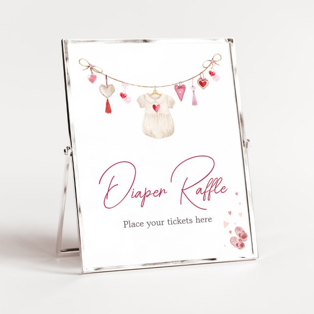 Valentine Swehoney Diaper Raffle Poster (A Little Sweetheart Valentine Baby Shower Diaper Raffle Sign)