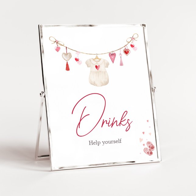 Valentine Swehoney Drinks Poster (A Little Sweetheart Valentine Baby Shower Drinks Sign)