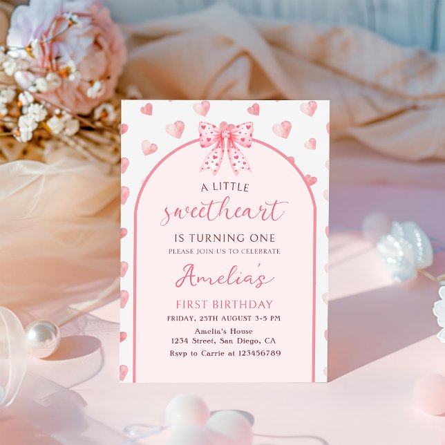 Valentine Swehoney Rosa Hearts Birthday Inbjudningar (Skapare uppladdad)