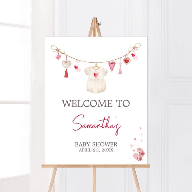 Valentine Swehoney Välkommen Poster (A Little Sweetheart Valentine Baby Shower Welcome Sign)