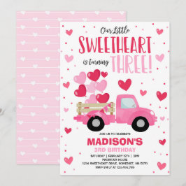 Valentine Swenie 3rd Birthday Rosa Red Lastbil Inbjudningar