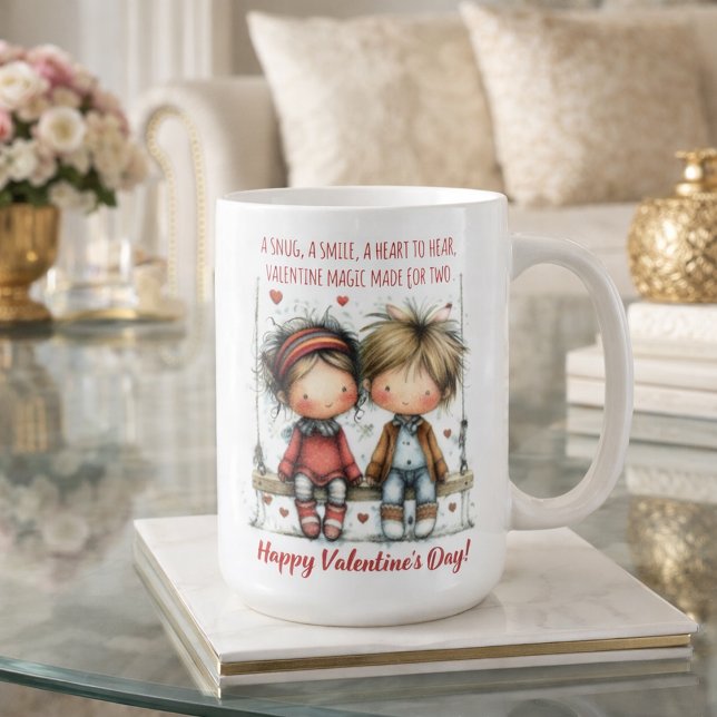 Valentine Swing Kids Illustration  Kaffemugg (Skapare uppladdad)