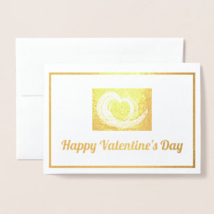 Valentine Swirl Fractal Art Heart Guld och Lila Folierat Kort