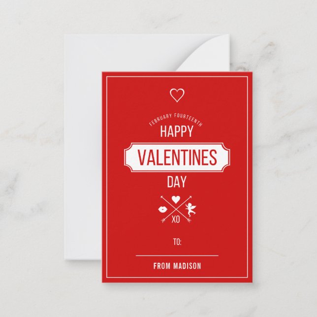 Valentine Symbols Classroom Valentine Card 100pk Anteckningskort (Framsida)