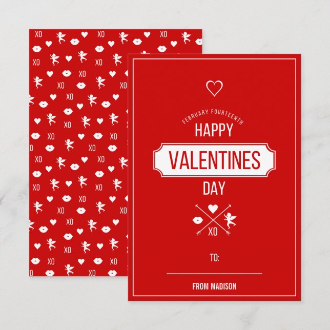 Valentine Symbols Classroom Valentine Card Inbjudningar (Fram/baksida)