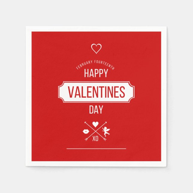 Valentine Symbols Valentine Day Papper Napkins Pappersservett (Framsidan)