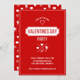 Valentine Symbols Valentine Day Party Card Inbjudningar