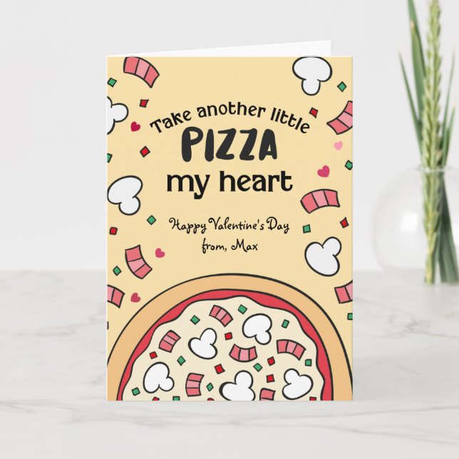 Valentine Ta ett till litet PIZZA mitt hjärta Helgkort (Framsida)