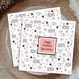 Valentine Tablescape Love Text Sketch Style Napkin Pappersservett