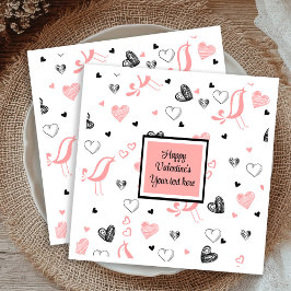 Valentine Tableware Pink Black Love Sketch Napkins Pappersservett