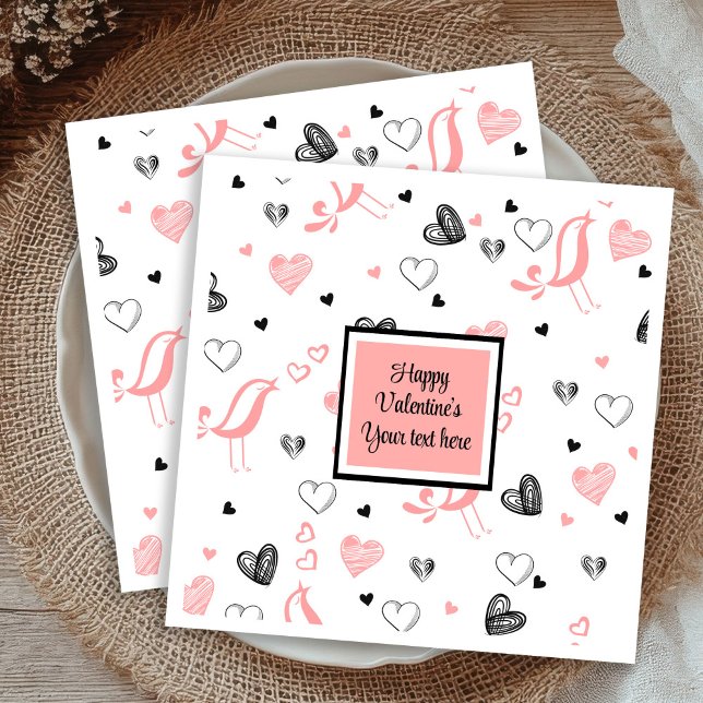 Valentine Tableware Pink Black Love Sketch Napkins Pappersservett (Valentine Tableware Pink Black Love Sketch Napkins)