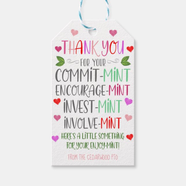 Valentine Tack Mint-Märkre Presentetikett (Framsidan)