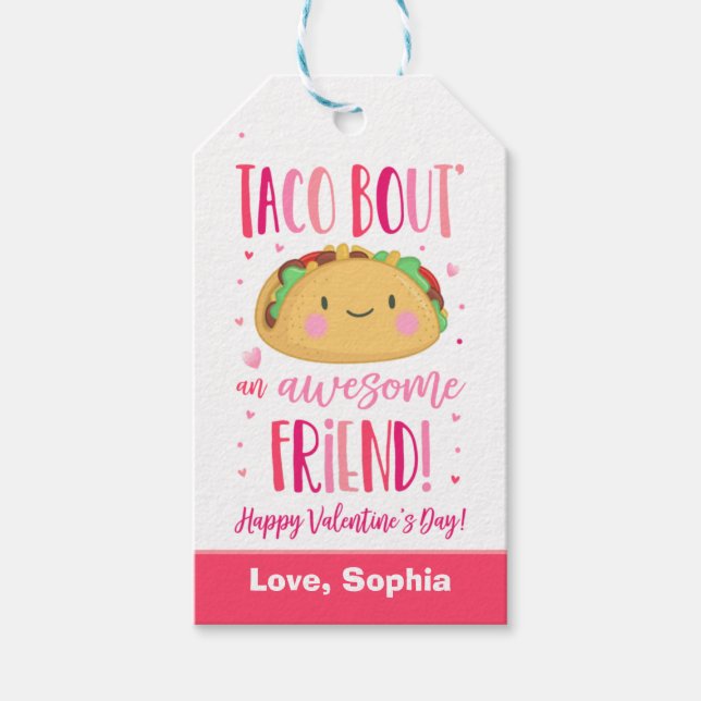 Valentine Taco Bout An Fantastisk Friend School Presentetikett (Framsidan)