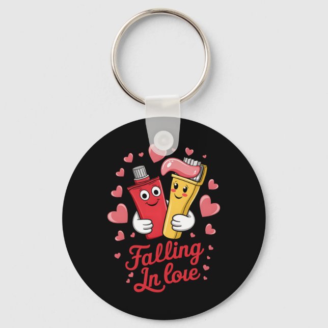 Valentine Tandkräm Kärlek Tandborstar Faller För Nyckelring (Framsida)